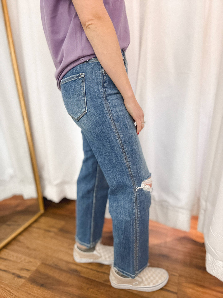 Sailor Snap High Rise Slim Wide Leg Jeans