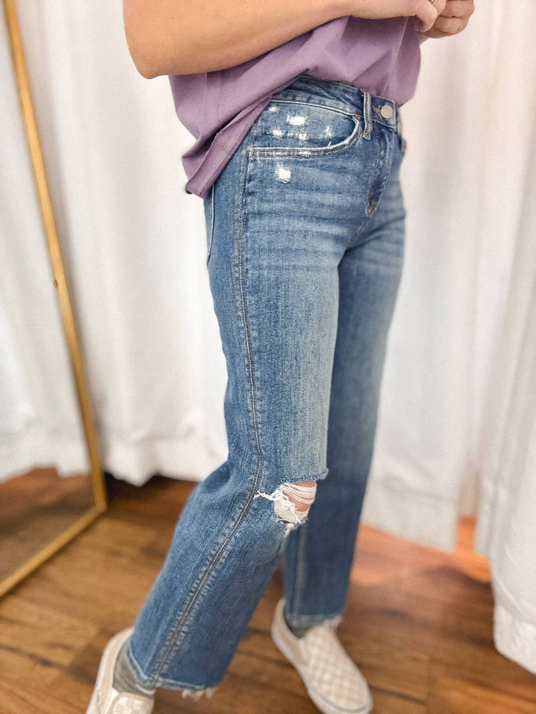 Sailor Snap High Rise Slim Wide Leg Jeans