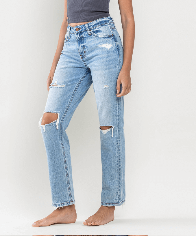 Light Wash High Rise Straight Jean