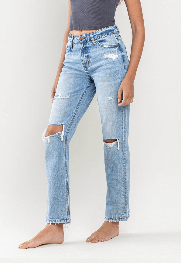 Light Wash High Rise Straight Jean