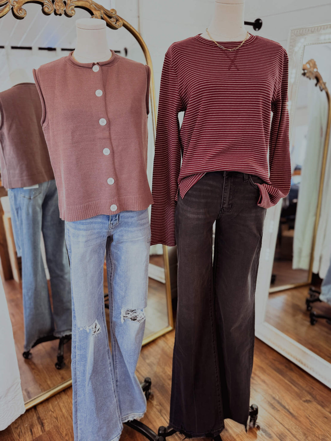 Striped Knit Top in Wine