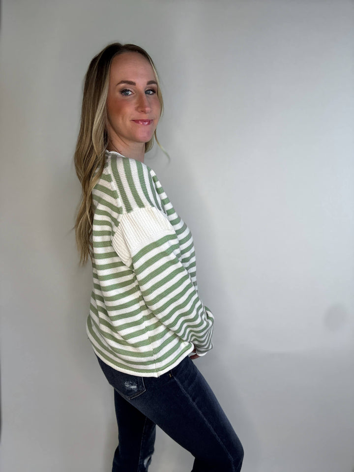 Matcha Striped Knit Sweater - Large