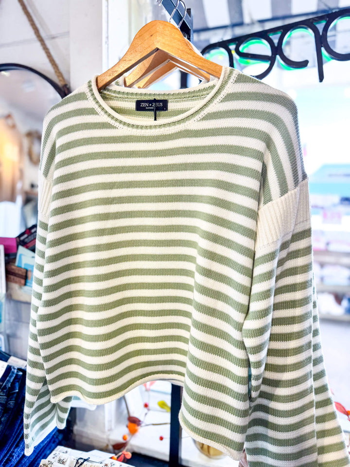 Matcha Striped Knit Sweater - Large
