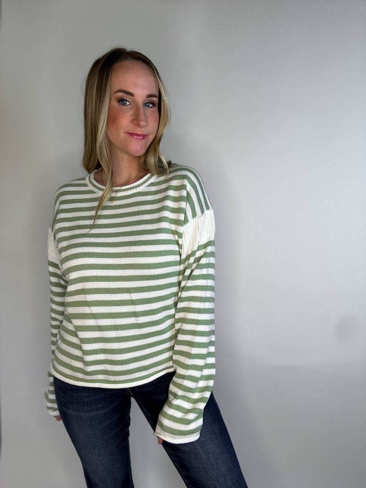 Matcha Striped Knit Sweater - Large