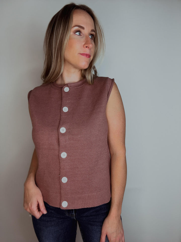 Sweet Gather Button-up Sweater Vest