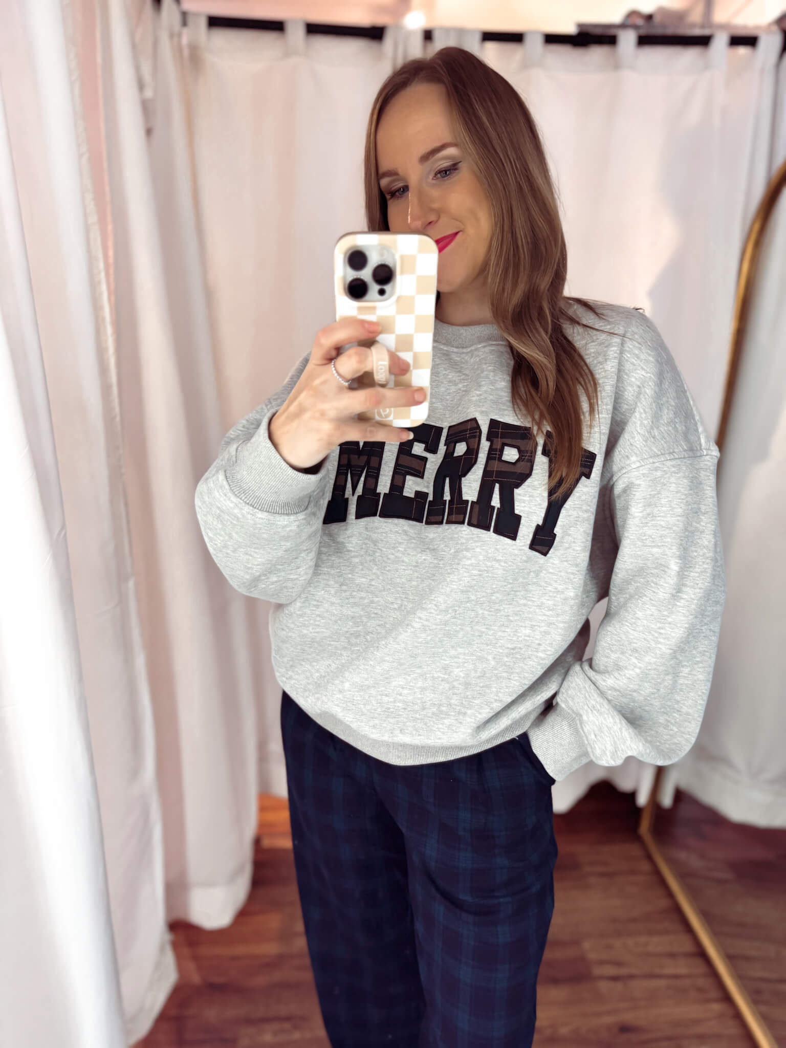 MERRY Plaid Crewneck Sweatshirt Zen Zeus Clothing Co