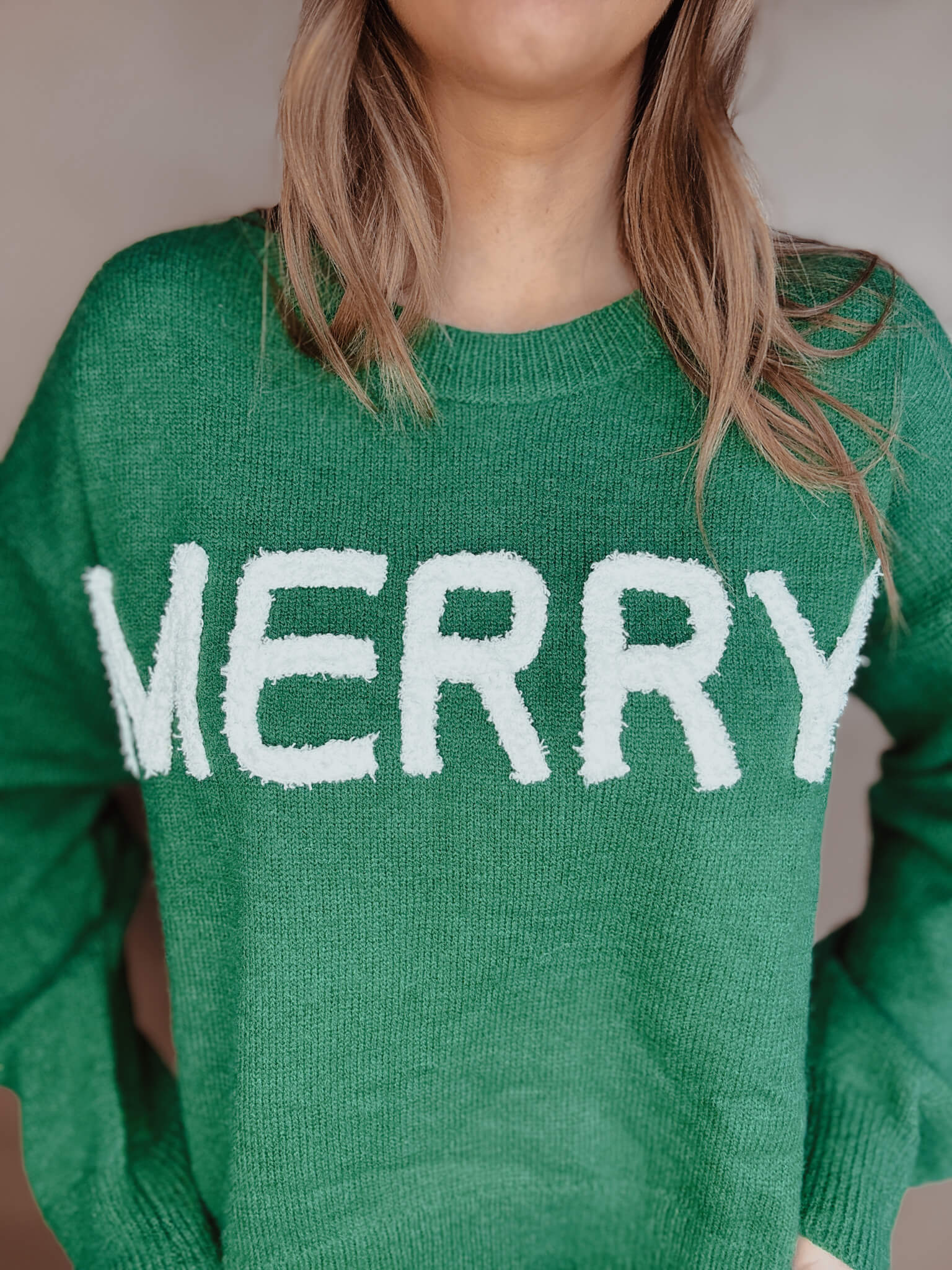 Festive Green Merry Stitched Sweater – Zen + Zeus Clothing Co.