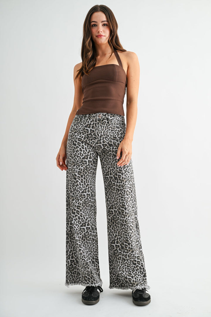Schooner High Rise Wide Leg Leopard Jeans