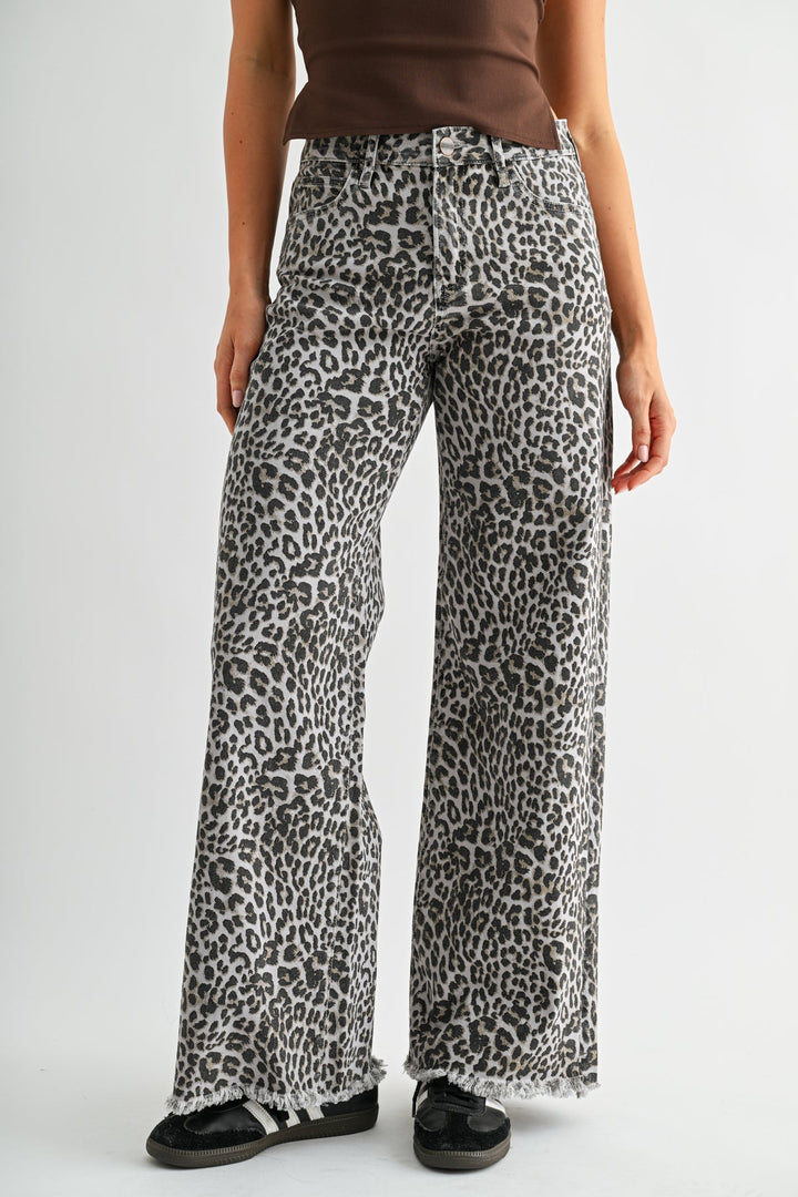 Schooner High Rise Wide Leg Leopard Jeans