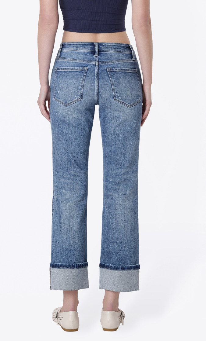 Mid-Rise Cuffed Crop Straight Jeans