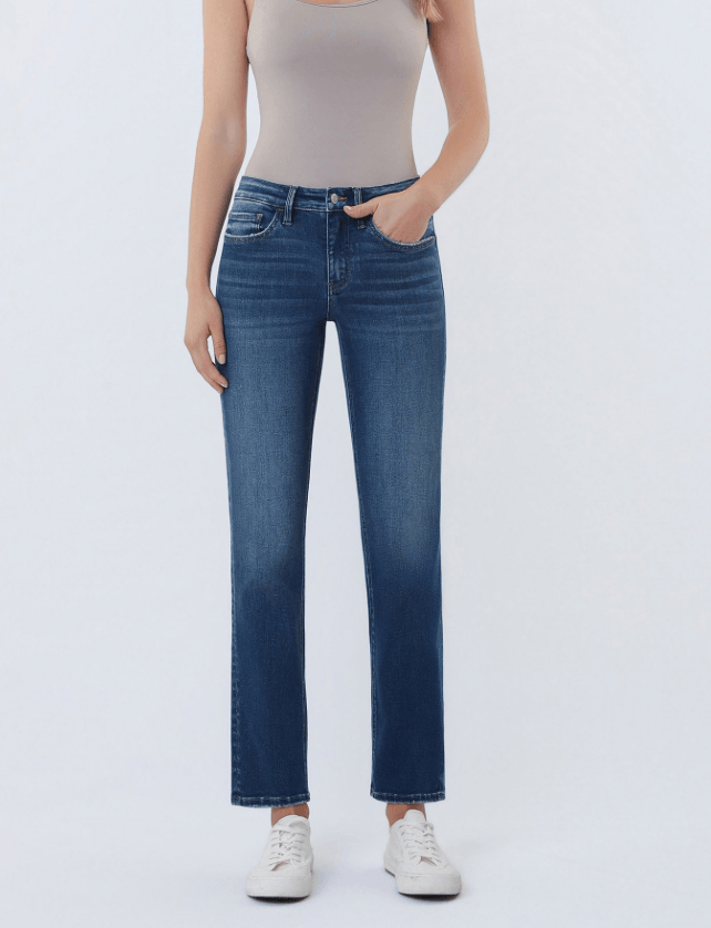 Mid-Rise Ankle Slim Straight Jeans
