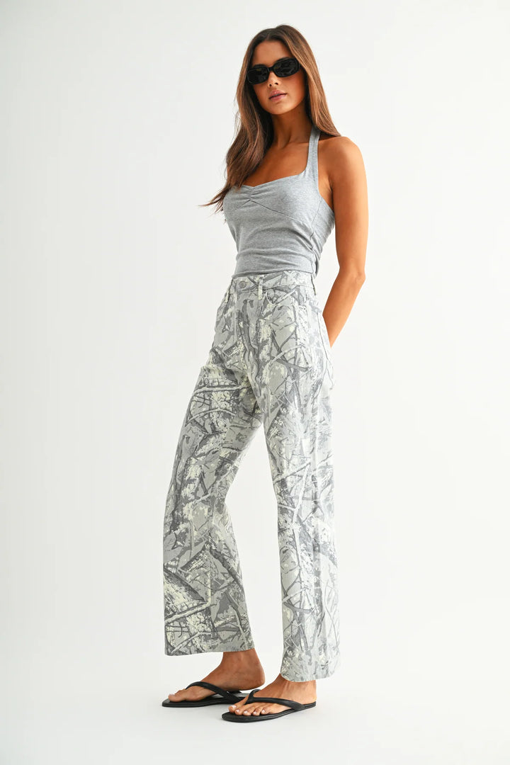 Makara High Rise Wide Leg Camo Jeans