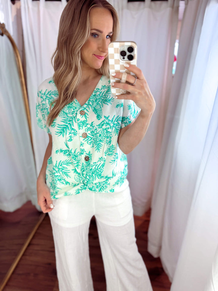 Tropical Twist Mint Blouse