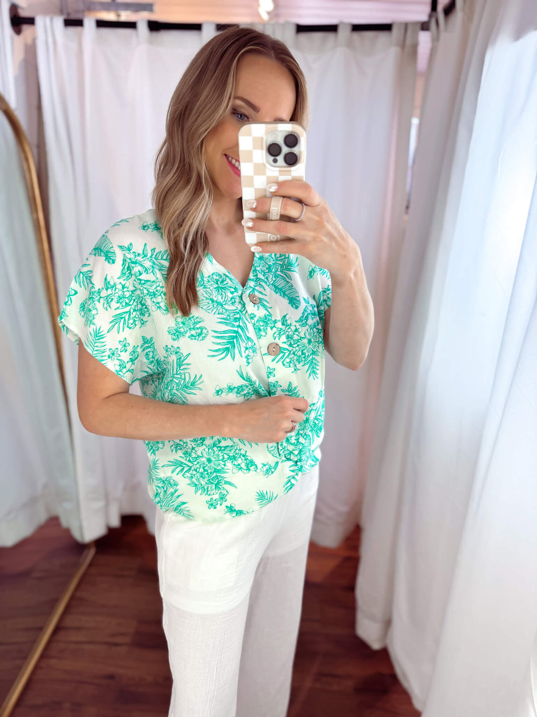 Tropical Twist Mint Blouse