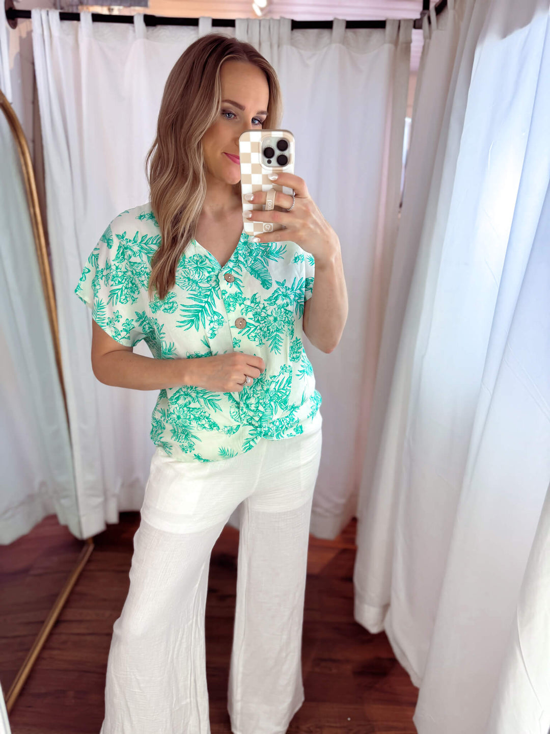 Tropical Twist Mint Blouse