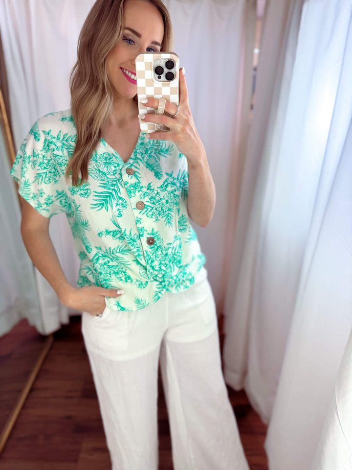 Tropical Twist Mint Blouse