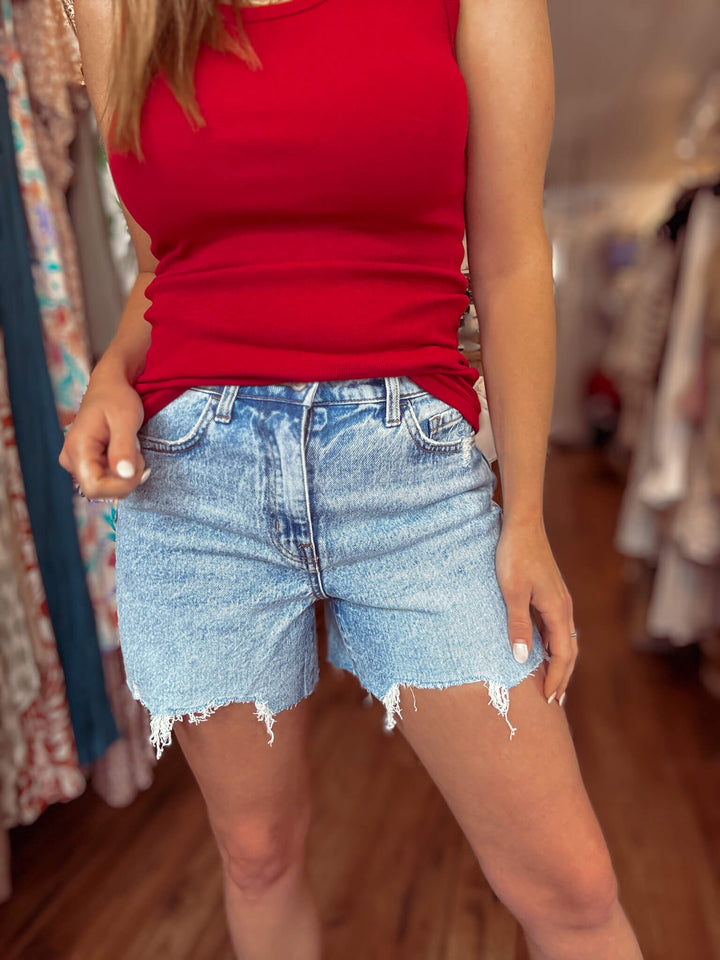 Moon Goddess High Rise Denim Shorts