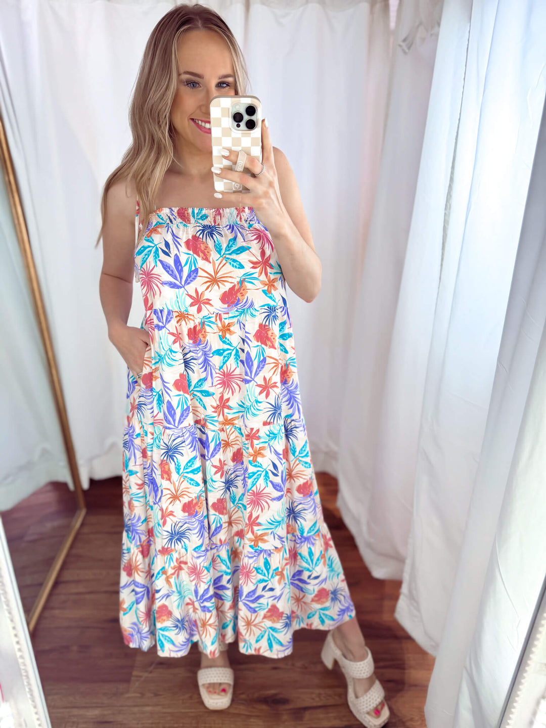 palm paradise midi dress 100% Cotton Ivory Embroidered Midi Dress - All Dresses