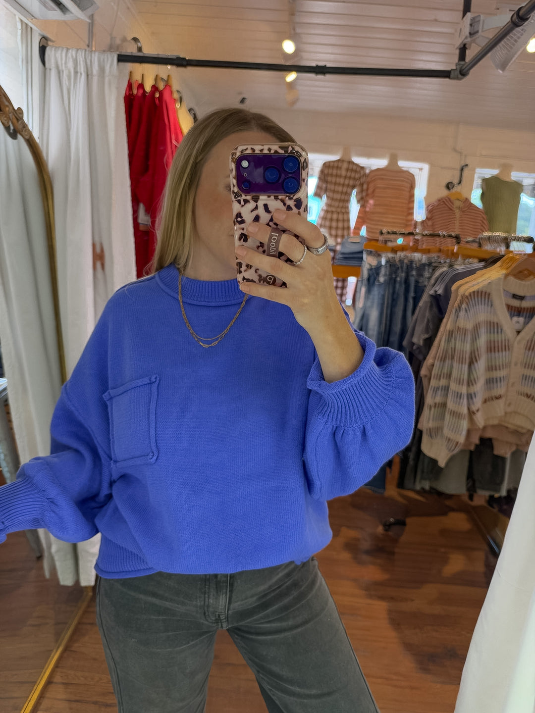 Cobalt Blue Oversized Sweater Top