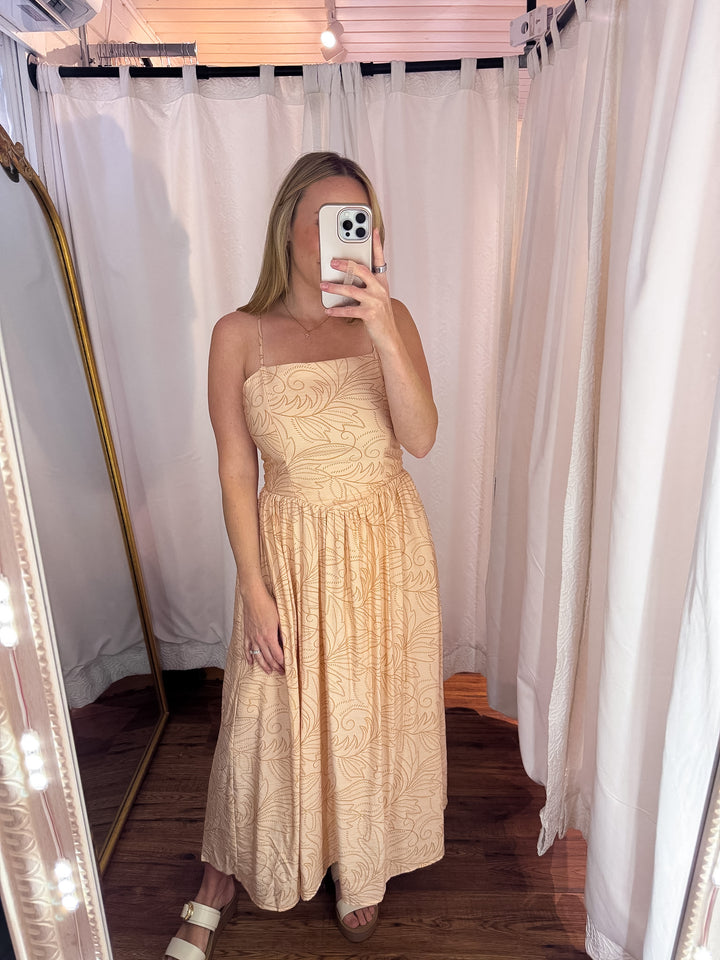 Honey Breeze Basque Waist Sleeveless Midi Dress