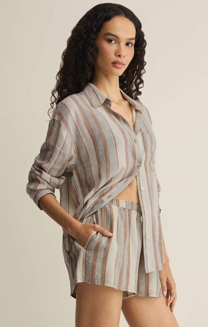 Z SUPPLY: Perfect Striped Button-Up Shirt - Island Coconut