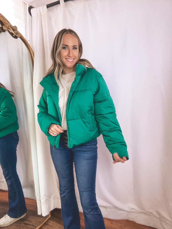 Pine Green Puffer Coat