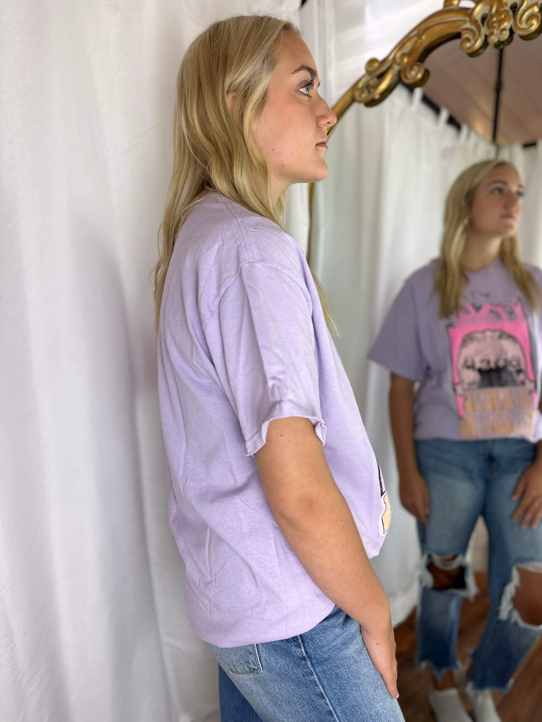 Pink Floyd Festival Colors Violet Thrifted Graphic Tee