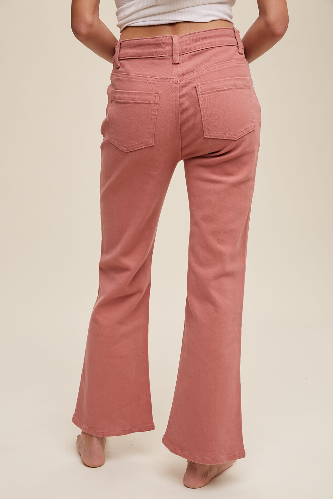 Pink Stretch High Waist Straight Leg Jean