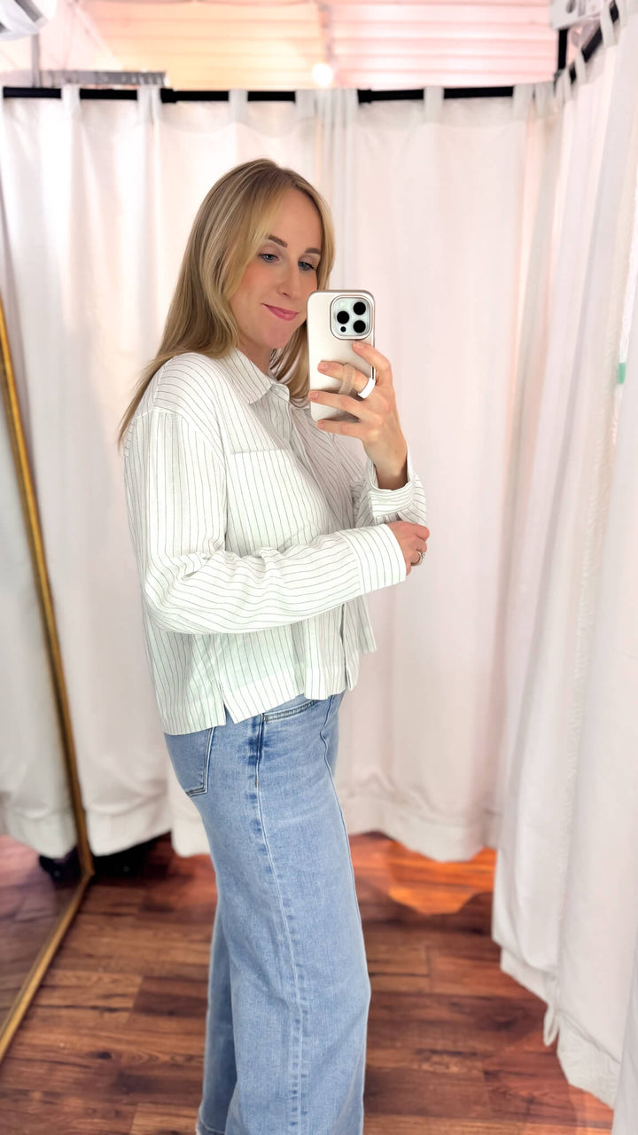 Clean Lines Linen Button-up Top