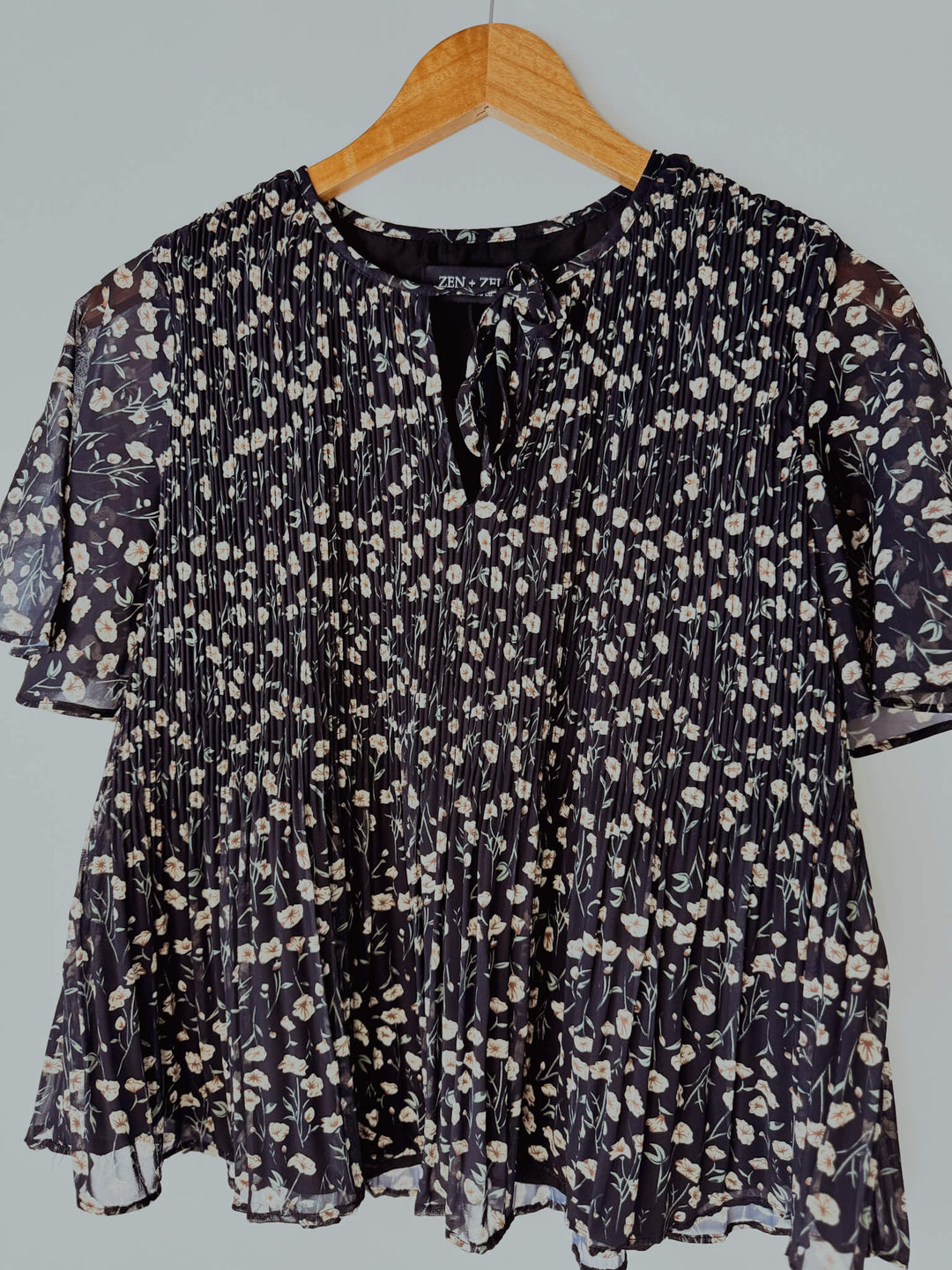 Floral Pleated Woven Blouse