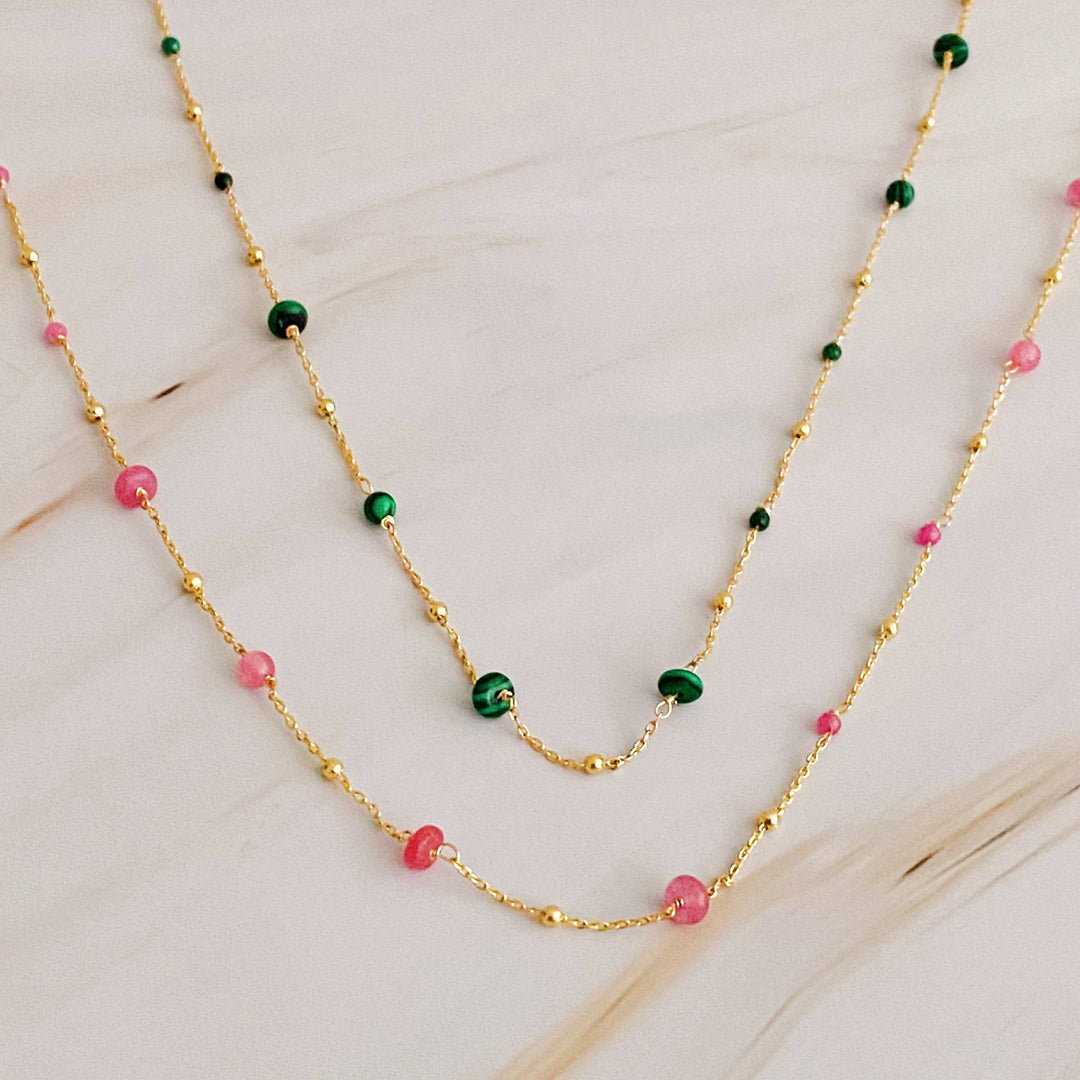 Dainty Precious Stone Bead Necklace