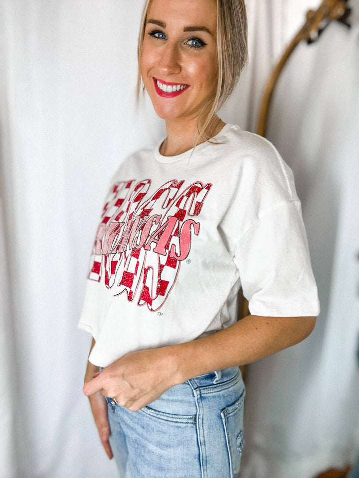 HOGS Twisted Checker Cropped Tee