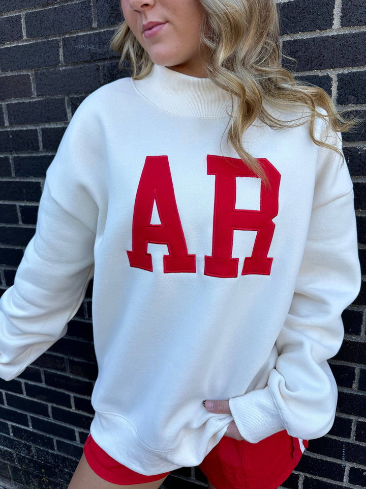 Arkansas Embroidered Mock Neck Sweatshirt