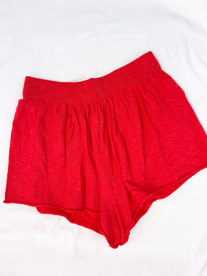 Cherry Red Knit Shorts