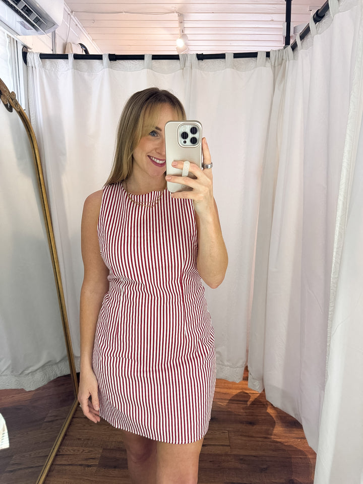 Sleeveless Striped Mini Dress