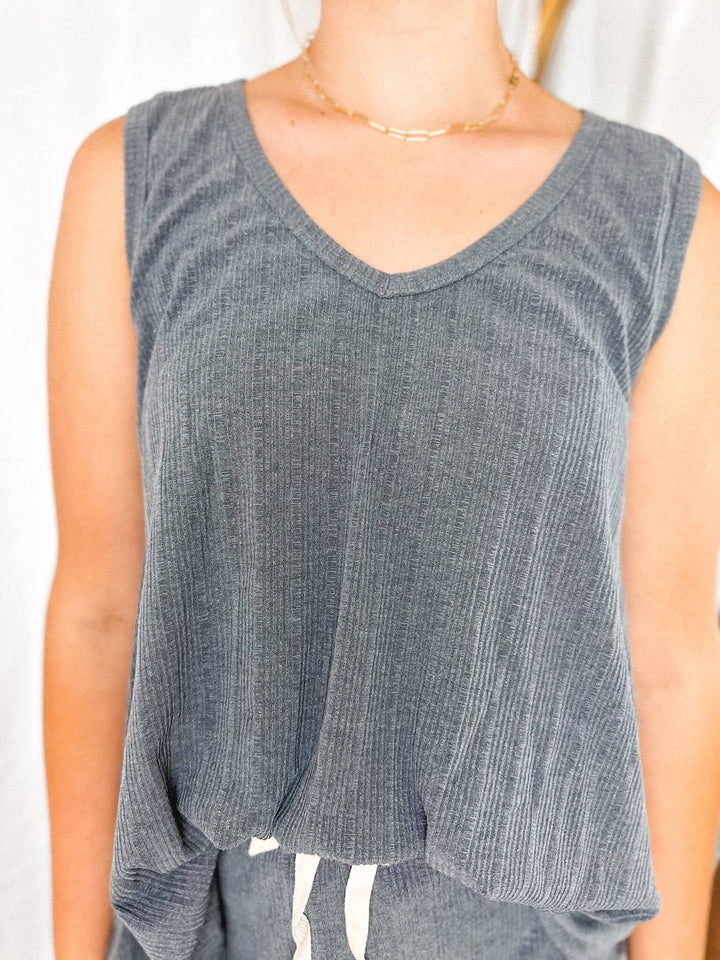 Charcoal Ribbed Relaxed Tank Top
