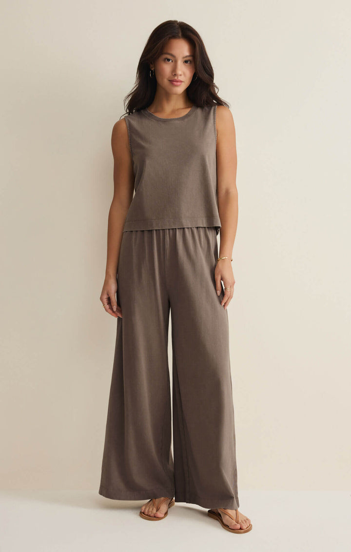 Z SUPPLY: Scout Jersey Crop Flare Pant - Perfectly Taupe