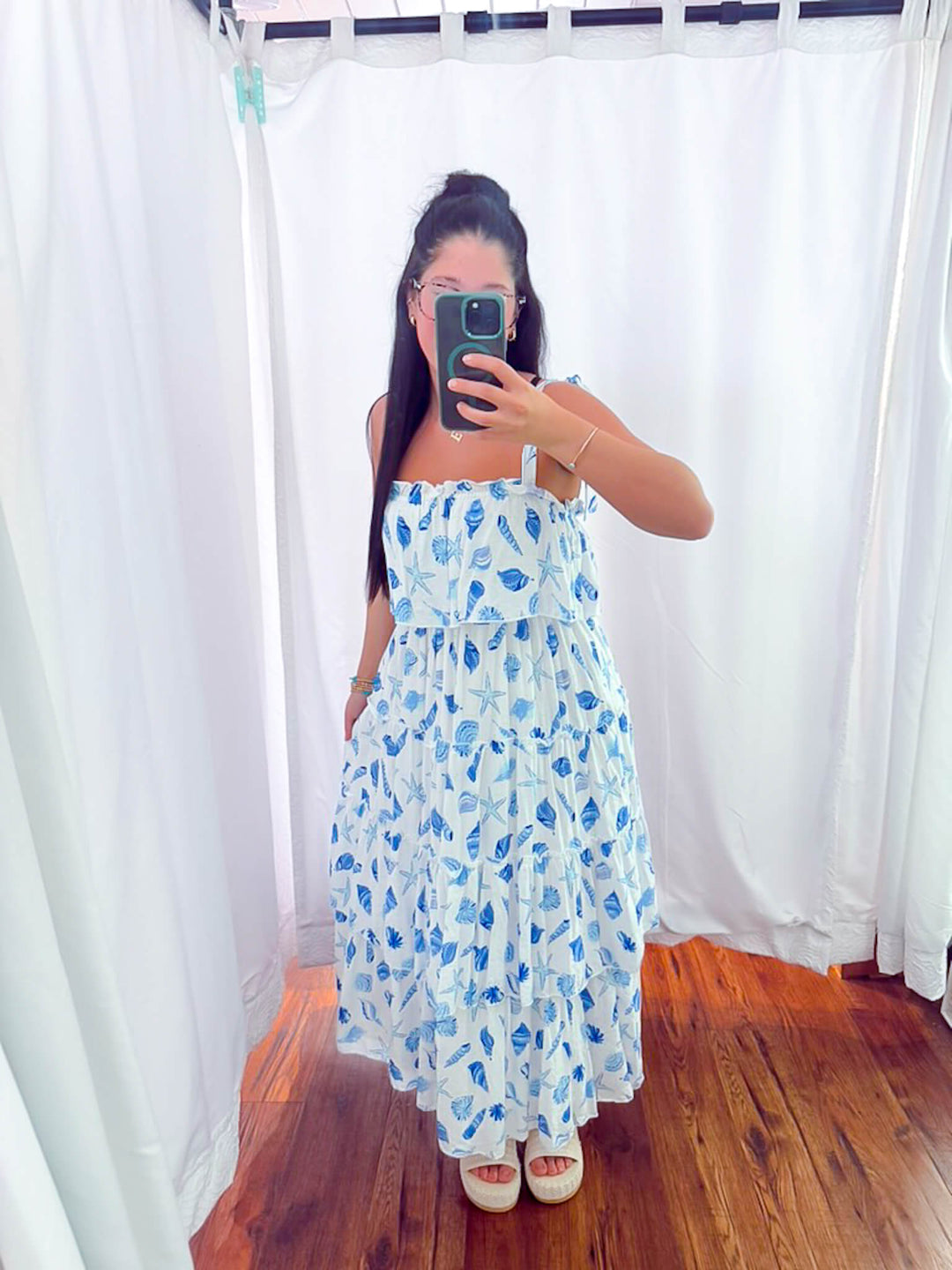 Seashells Tiered Flowy Midi Dress