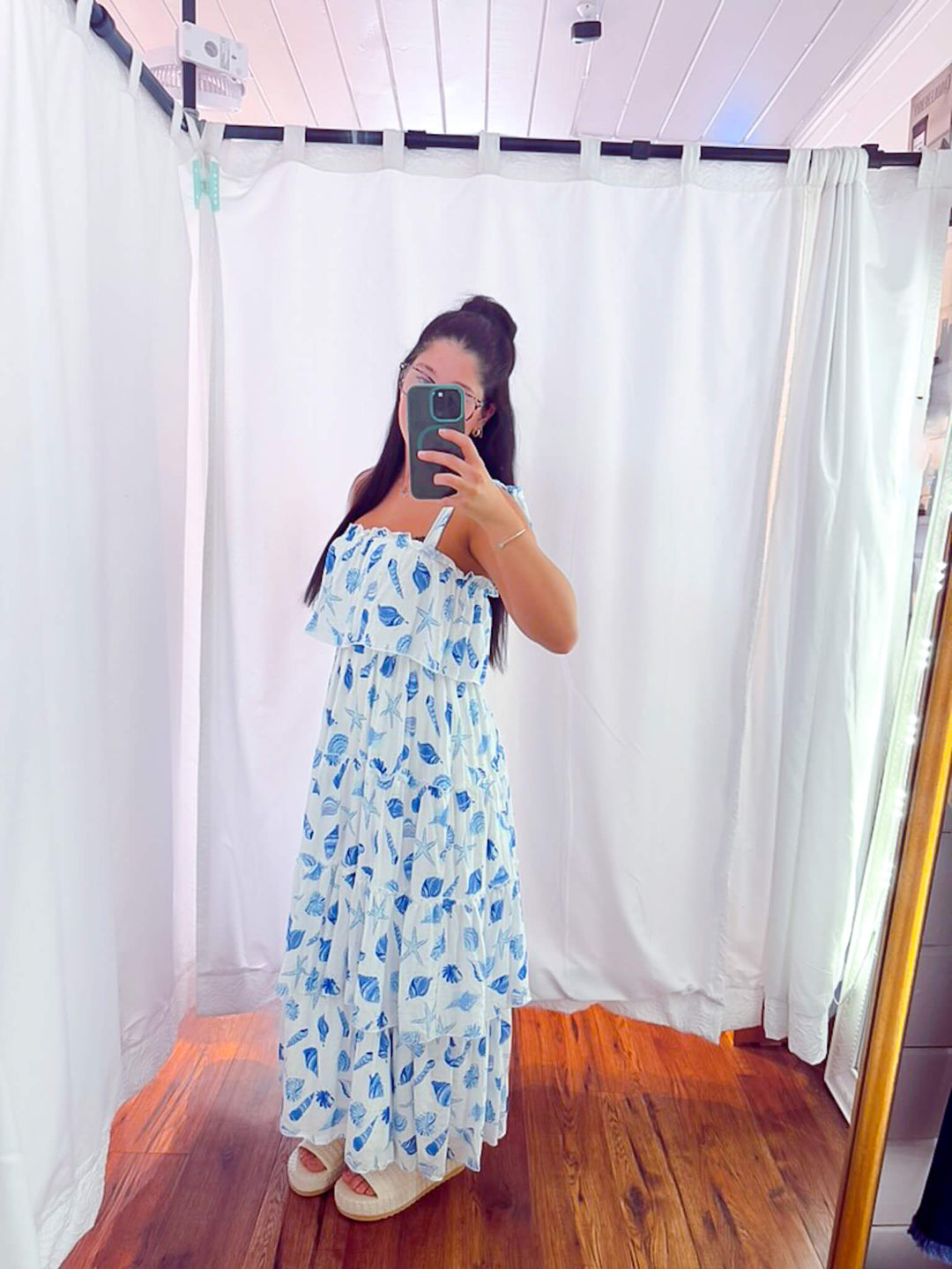 Seashells Tiered Flowy Midi Dress