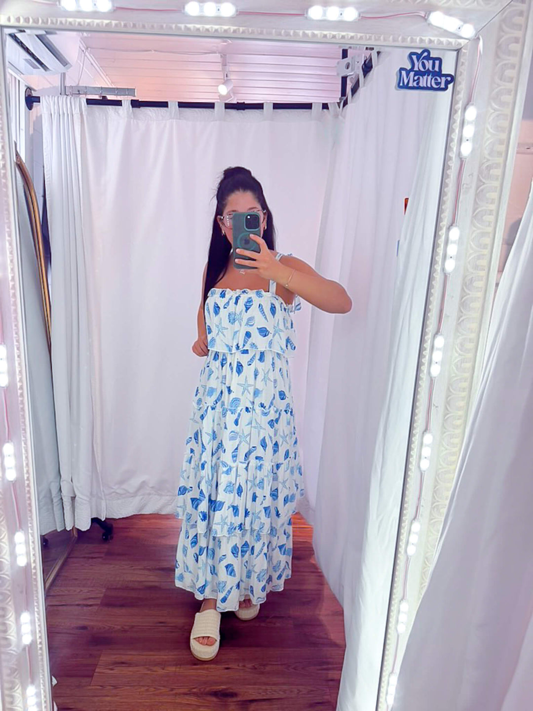 Seashells Tiered Flowy Midi Dress