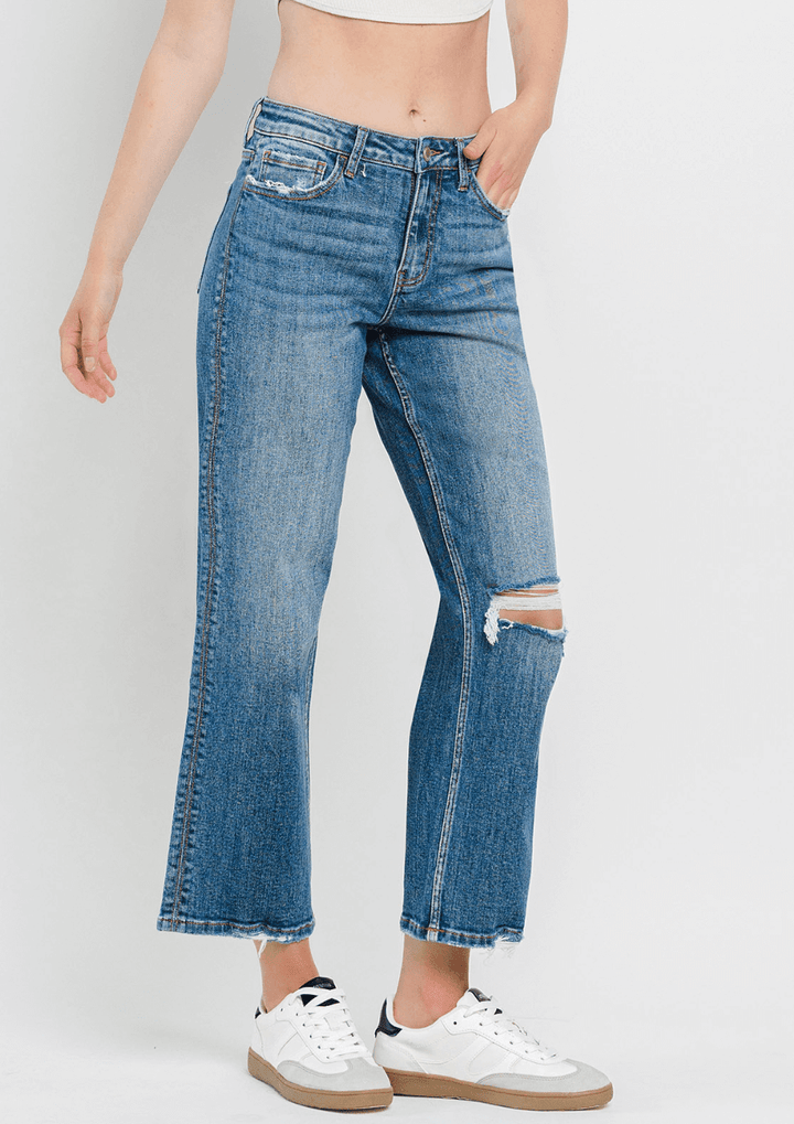 Sailor Snap High Rise Slim Wide Leg Jeans