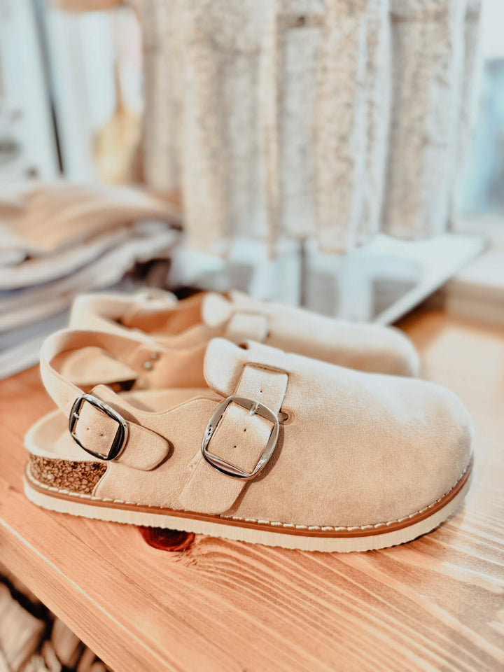 Buckle Slingback Strap Clog Sandals - Sand