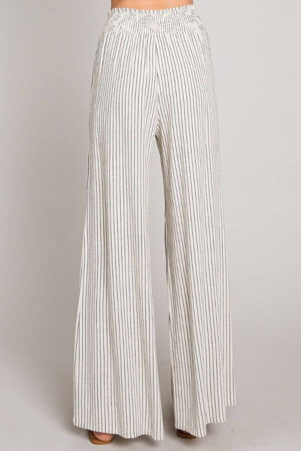 Striped Smocked Linen Pants