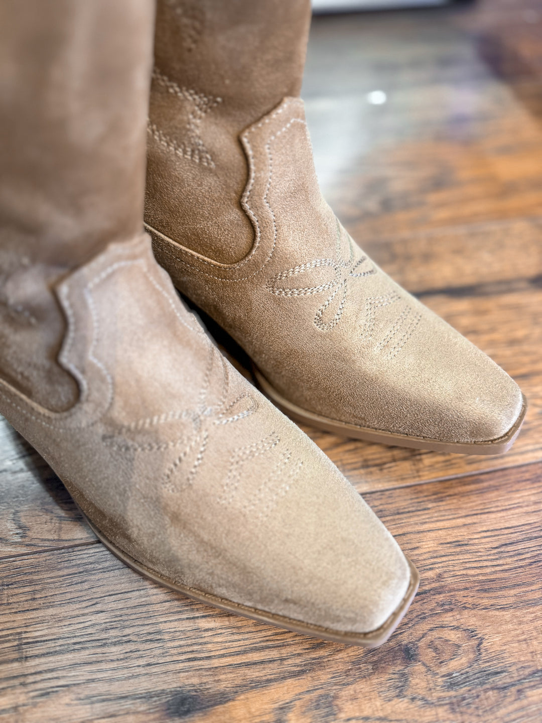 Zahara Embroidered Suede Tall Western Boots