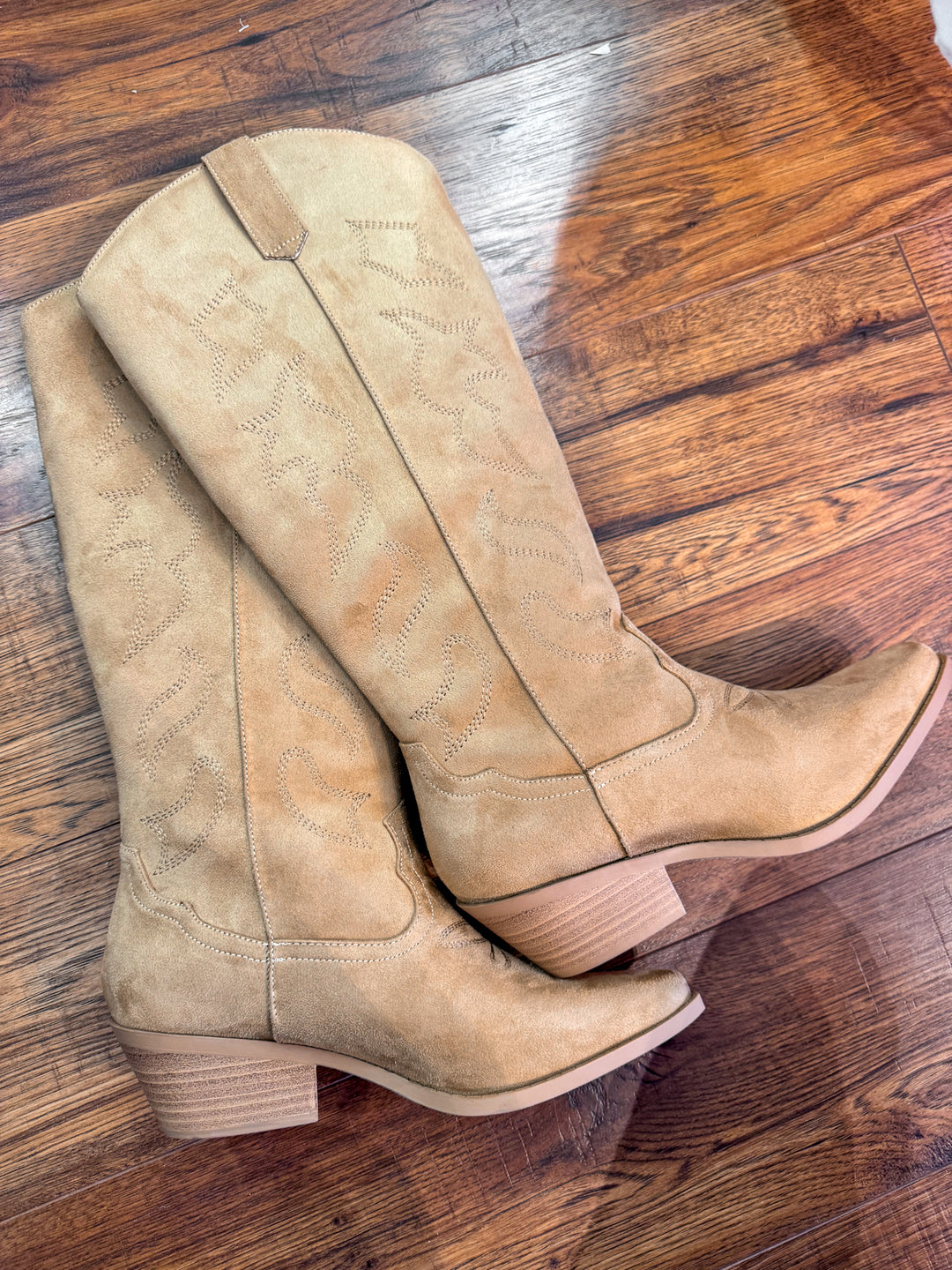 Zahara Embroidered Suede Tall Western Boots