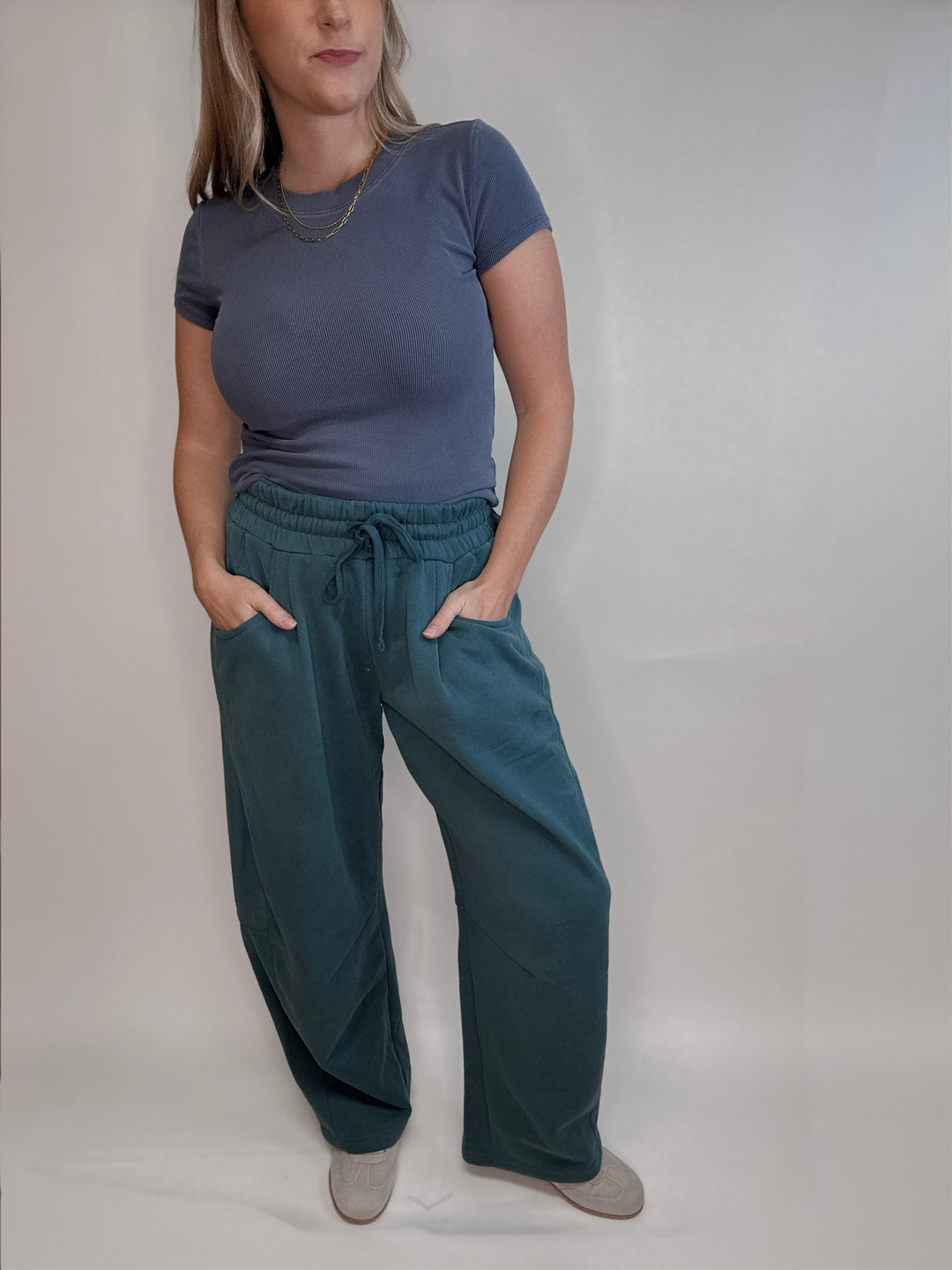 Soft Barrel Leg Drawstring Pants
