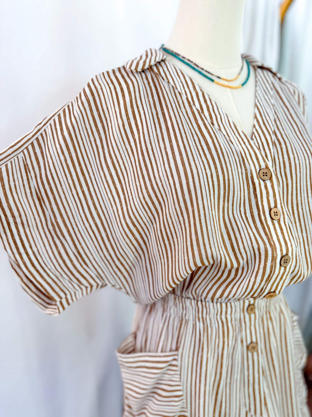 Sonya Cotton Striped Pocketed Romper