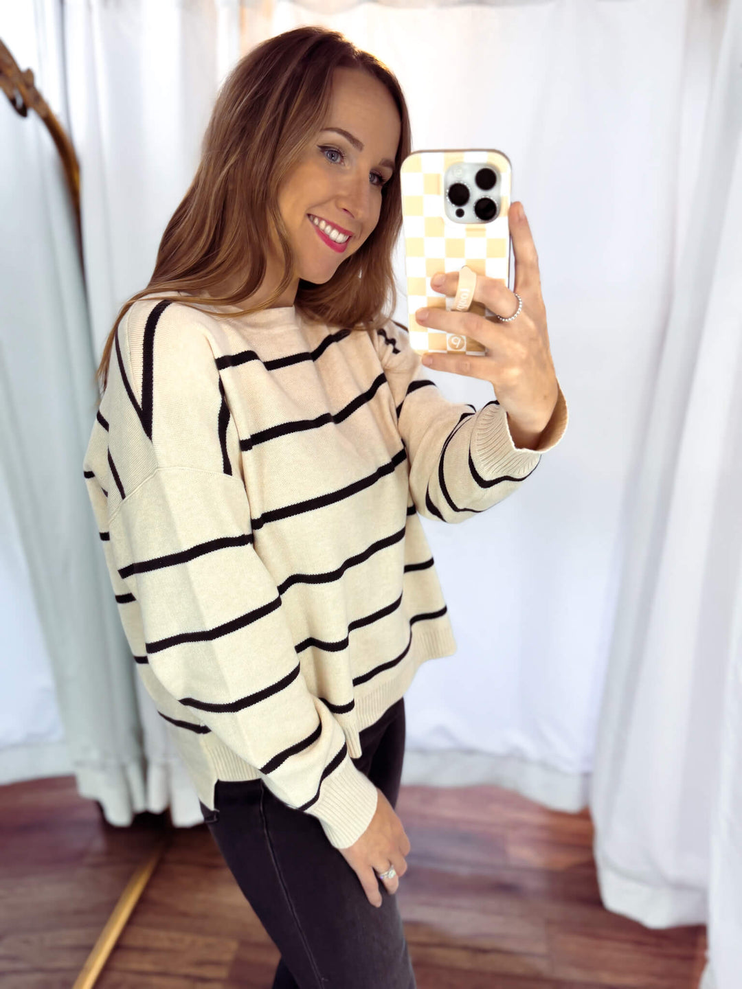 Stripe Crewneck Boxy Sweater