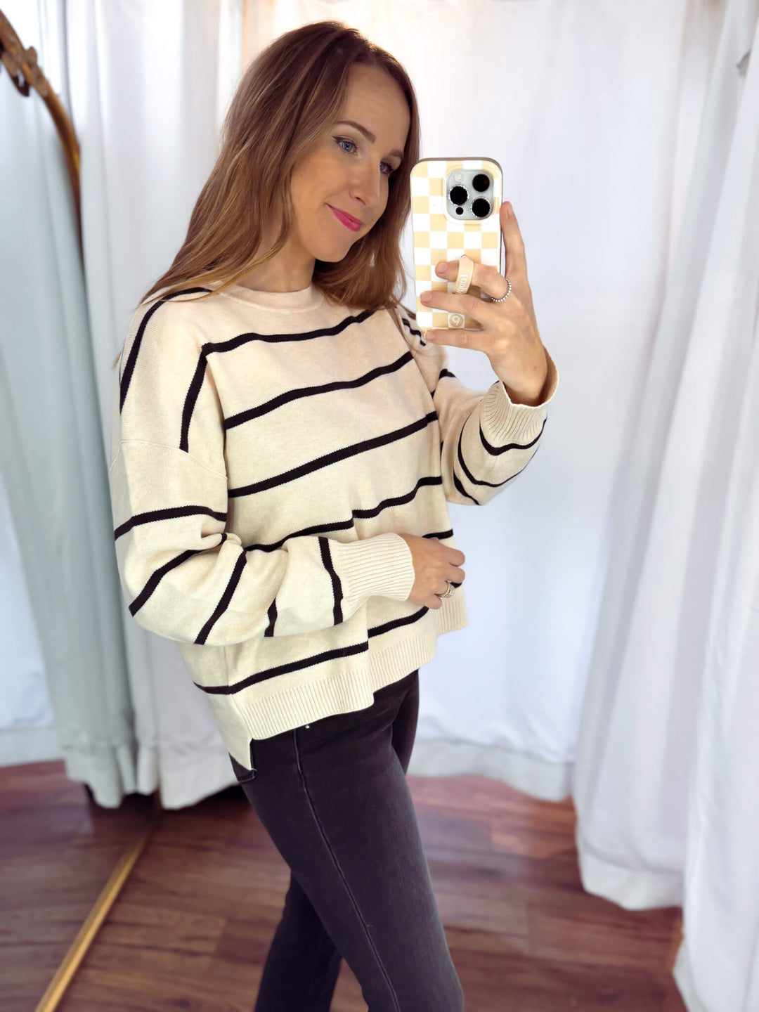 Stripe Crewneck Boxy Sweater