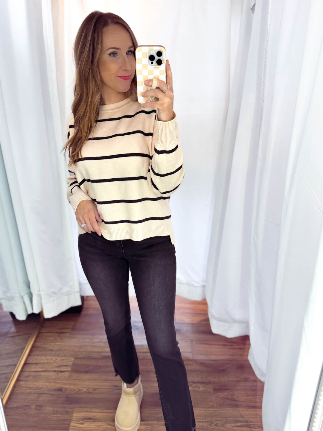 Stripe Crewneck Boxy Sweater